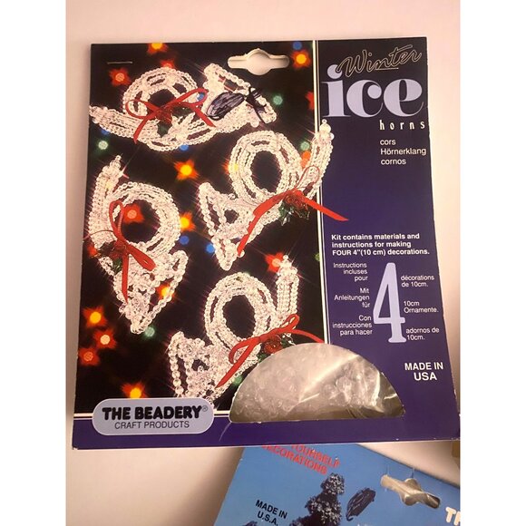 NOS The Beadery Christmas DIY Ornaments 3 Kit Bundle 18 pc Angels Horns Ladies - Picture 2 of 10